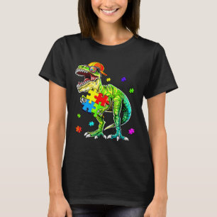 Autism Awareness Cute Dinosaur Rex Puzzle Piece Bo T-Shirt