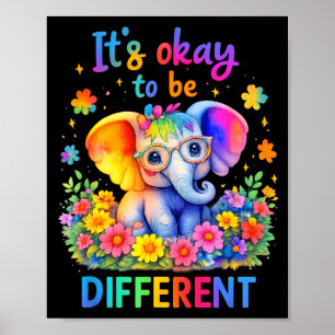 Autism Awareness Cute Elephant Animal Its Ok To Be Poster
