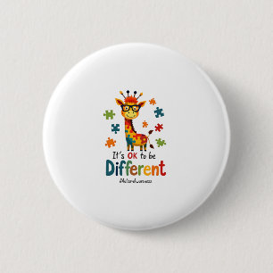 Autism Awareness Cute Giraffe Animal Its Ok To Be  6 Cm Round Badge