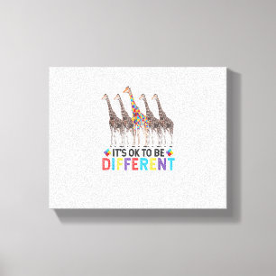 Autism Awareness Cute Giraffe Animal It's Ok To Be Canvas Print