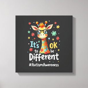 Autism Awareness Cute Giraffe Animal Its Ok To Be Canvas Print