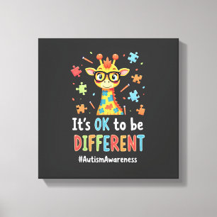 Autism Awareness Cute Giraffe Animal Its Ok To Be Canvas Print