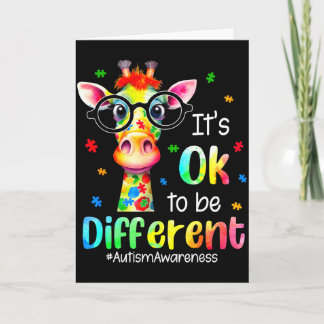 Autism Awareness Cute Giraffe Animal Its Ok To Be  Card