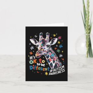 Autism Awareness Cute Giraffe Animal Its Ok To Be  Card