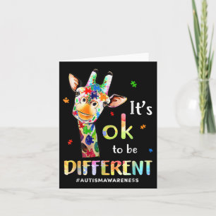 Autism Awareness Cute Giraffe Animal Its Ok To Be Card