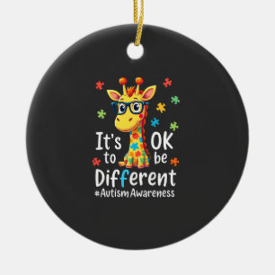 Autism Awareness Cute Giraffe Animal Its Ok To Be Ceramic Tree Decoration