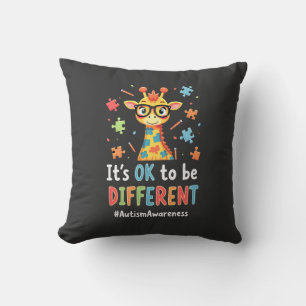 Autism Awareness Cute Giraffe Animal Its Ok To Be Cushion