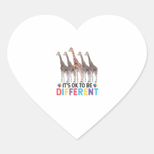 Autism Awareness Cute Giraffe Animal It's Ok To Be Heart Sticker