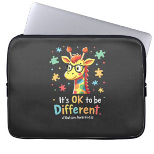 Autism Awareness Cute Giraffe Animal Its Ok To Be  Laptop Sleeve