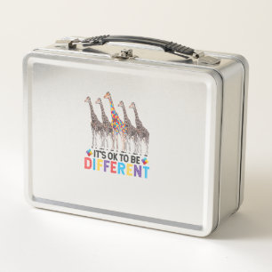 Autism Awareness Cute Giraffe Animal It's Ok To Be Metal Lunch Box