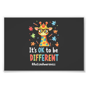 Autism Awareness Cute Giraffe Animal Its Ok To Be Photo Print