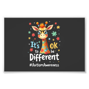 Autism Awareness Cute Giraffe Animal Its Ok To Be  Photo Print