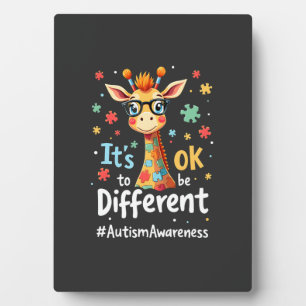 Autism Awareness Cute Giraffe Animal Its Ok To Be  Plaque
