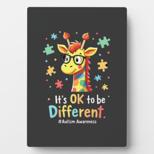 Autism Awareness Cute Giraffe Animal Its Ok To Be  Plaque