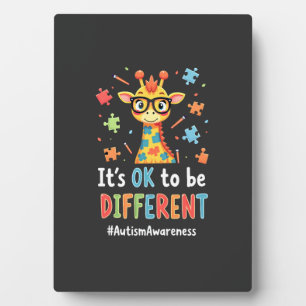 Autism Awareness Cute Giraffe Animal Its Ok To Be  Plaque