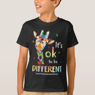 Autism Awareness Cute Giraffe Animal Its Ok To Be  T-Shirt