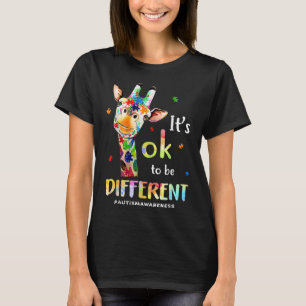 Autism Awareness Cute Giraffe Animal Its Ok To Be T-Shirt