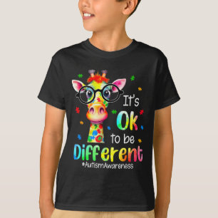 Autism Awareness Cute Giraffe Animal Its Ok To Be T-Shirt