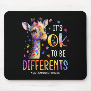 Autism Awareness Cute Giraffe It's Ok To Be Differ Mouse Pad