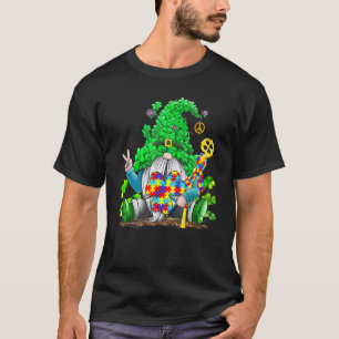 Autism Awareness Cute Gnomes Shamrock St Patricks  T-Shirt