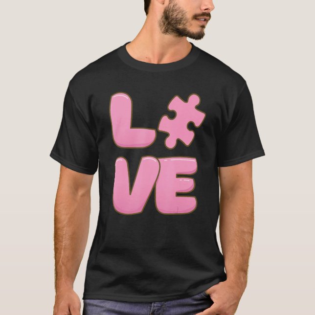 Autism Awareness Cute Love Puzzle Autistic Daughte T-Shirt (Front)