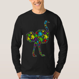 Autism Awareness Cute Ostrich Puzzle Piece Animals T-Shirt