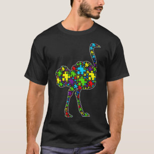 Autism Awareness Cute Ostrich Puzzle Piece Animals T-Shirt
