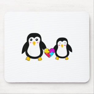 Autism Awareness Cute Penguin Heart Puzzles T-shir Mouse Pad