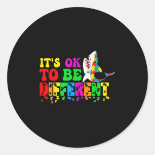 Autism Awareness Cute Shark Animal Its Ok To Be Di Classic Round Sticker