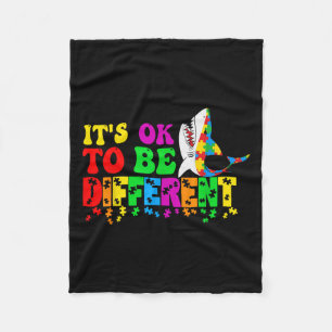 Autism Awareness Cute Shark Animal Its Ok To Be Di Fleece Blanket