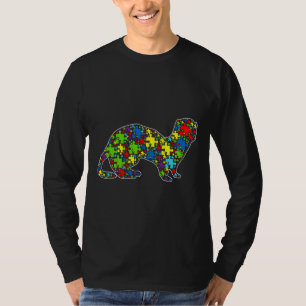 Autism Awareness Cute Weasel Puzzle Piece Animals  T-Shirt