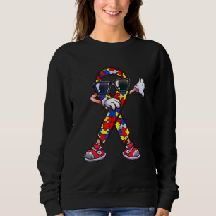 Autism Awareness Dabbing Ribbon Puzzle Piece Kids  Sweatshirt