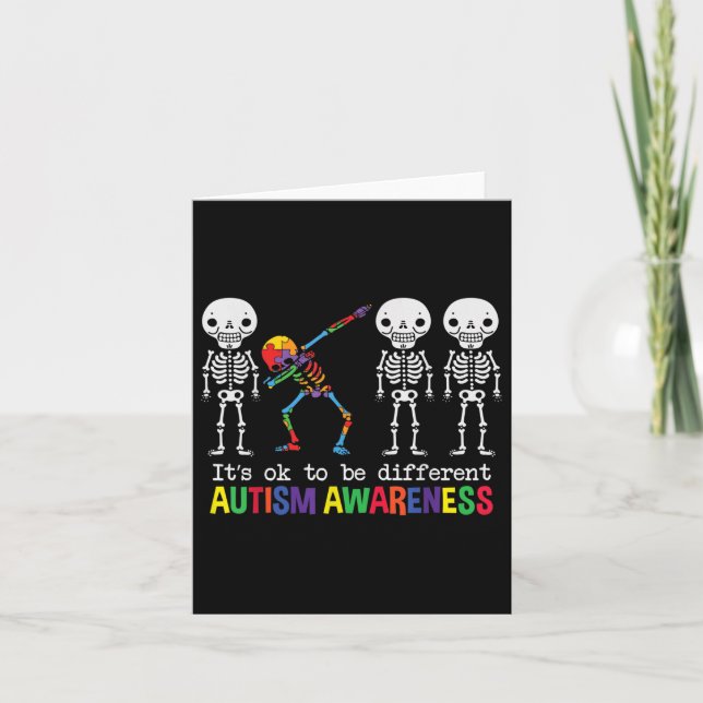 Autism Awareness Dabbing Skeleton Its Not A Disabi Card (Front)