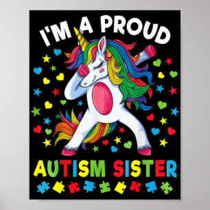 Autism Awareness Dabbing Unicorn Girl Proud Autism Poster