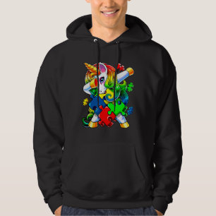 Autism Awareness Dabbing Unicorn Puzzle Piece For Hoodie