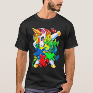 Autism Awareness Dabbing Unicorn Puzzle Piece For T-Shirt