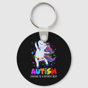 Autism Awareness Dabbing Unicorn Puzzle Piece Kids Key Ring
