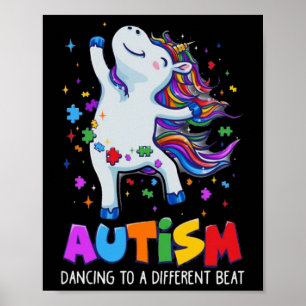 Autism Awareness Dabbing Unicorn Puzzle Piece Kids Poster