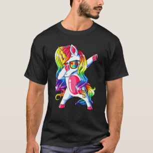 Autism Awareness Dabbing Unicorn Puzzle Rainbow Gi T-Shirt