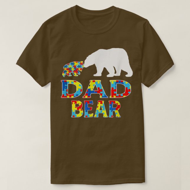 Autism Awareness Dad Bear Support Autistic66  T-Shirt (Design Front)