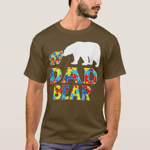 Autism Awareness Dad Bear Support Autistic66 T-Shirt