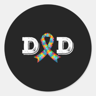 Autism Awareness Dad Father Acceptance Diffirent R Classic Round Sticker