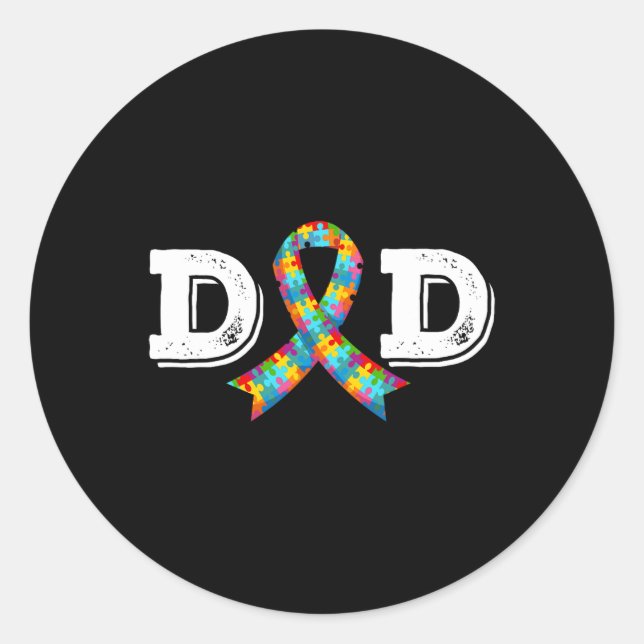 Autism Awareness Dad Father Acceptance Diffirent R Classic Round Sticker (Front)