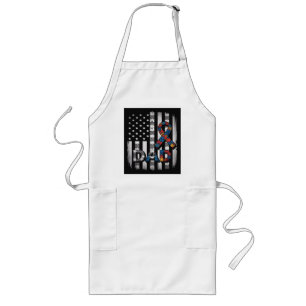 Autism Awareness Dad USA Flag Fathers Day Long Apron