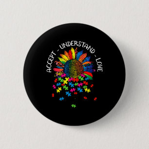 Autism Awareness Daisy Flower Accept Understand Lo 6 Cm Round Badge