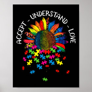 Autism Awareness Daisy Flower Accept Understand Lo Poster