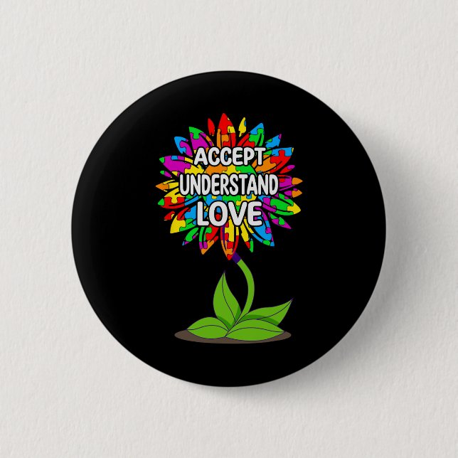 Autism Awareness Daisy Sunflower For Mom Men Kids  6 Cm Round Badge (Front)