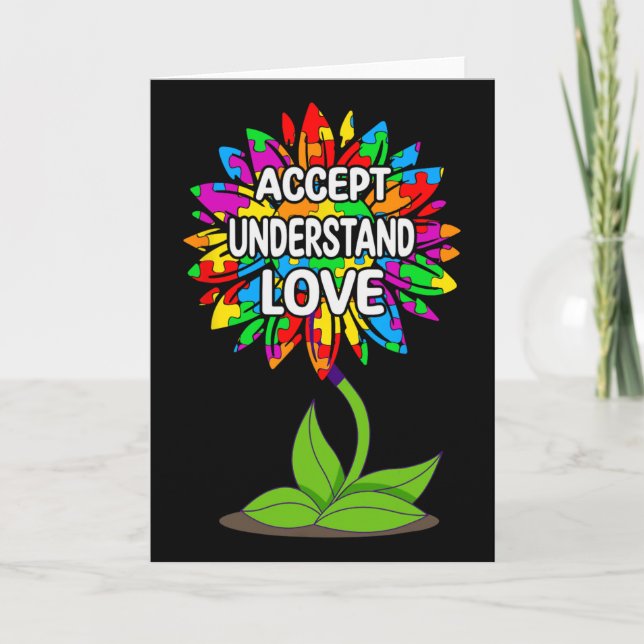 Autism Awareness Daisy Sunflower For Mom Men Kids  Card (Front)