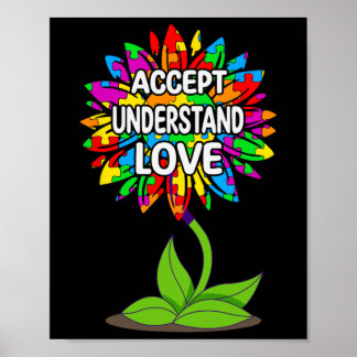 Autism Awareness Daisy Sunflower For Mom Men Kids  Poster