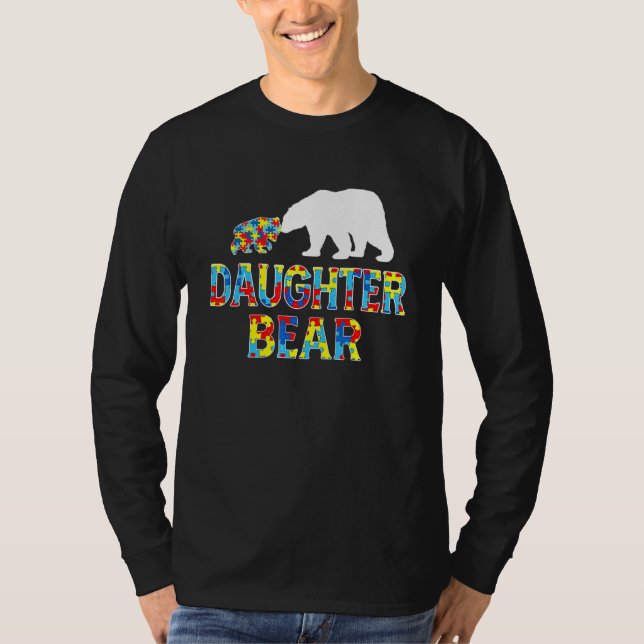 Autism Awareness Daughter Bear Puzzle Support Auti T-Shirt (Front)